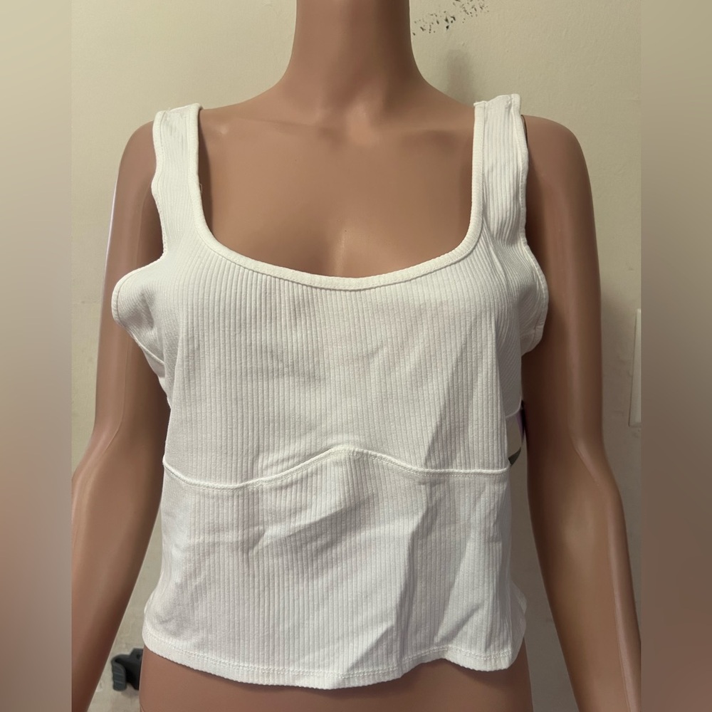 Wild Fable White Ribbed Tank Top
